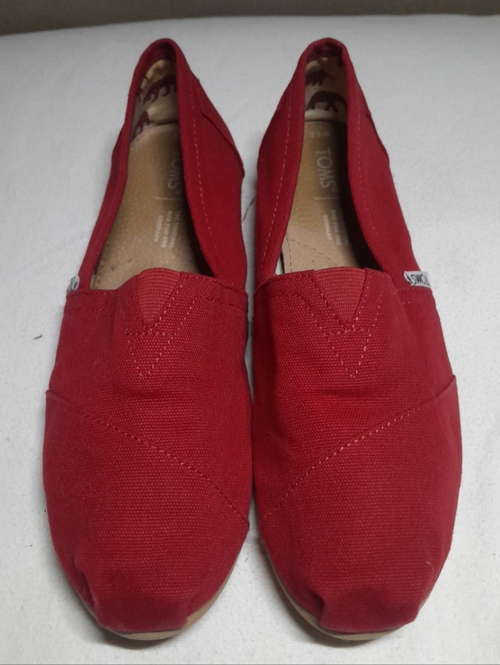 TOMS Classic Canvas Slip-On Shoes in Red